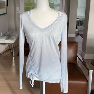 REDHAUTE Asymmetrical Ruched Long Sleeved Top